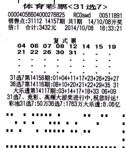 福建体彩31选7与36选7走势探析